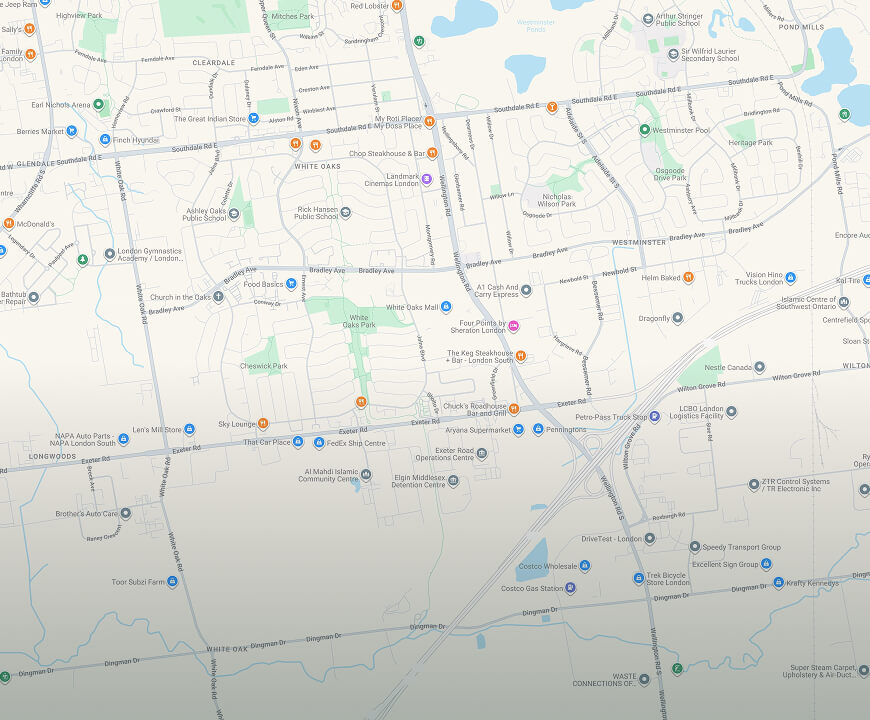 map of london in the white oaks area